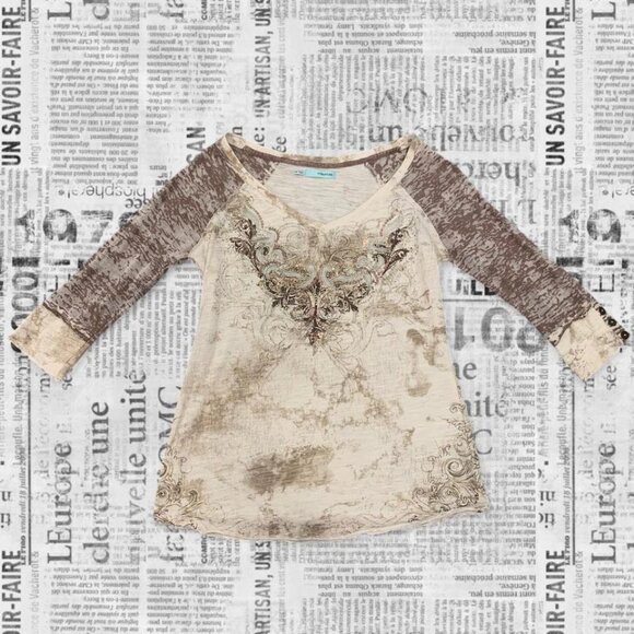 Women's Y2K Sequin Graphic Top - Picture 1 of 4